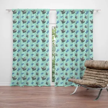 Závěs Sablio Závěs kočky a rybičky: 2ks 140x250cm