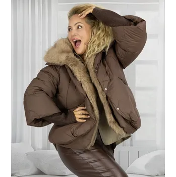 Dámský bomber Zimní bunda oversize s kožešinou BOMBER LUX M