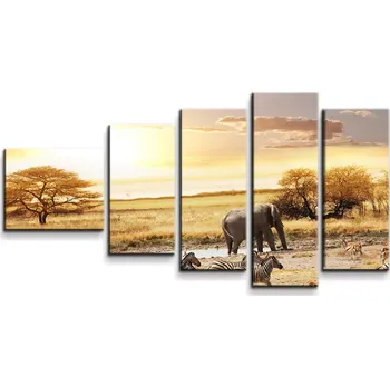 Obraz Sablio Obraz - 5-dílný Safari - 100x60 cm