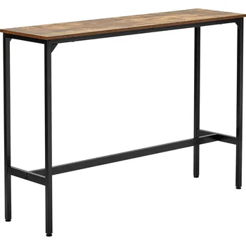 Jídelní stůl Vevor Barový stůl s kovovým rámem, 55×15×39 in, úzký, hnědo-černý, do kuchyně
