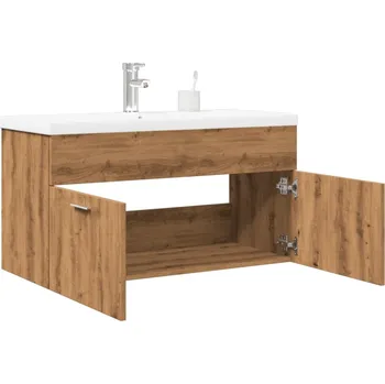 Koupelnový nábytek Koupelnová skříňka se zápustným umyvadlem dub artisan Hnědá3328586