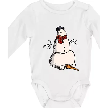 Sněhulák se spadlým nosem - Body kojenecké s dlouhým rukávem - Dlouhý r. do 3 měs ( Bílá )