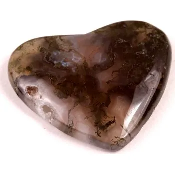 Přírodní kámen Kabošon Moss Heart Agate č.7835 (25x29x5mm)