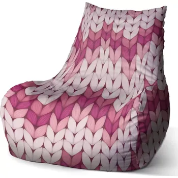 Sedací pytel Sablio Sedací vak Bean Tříbarevné růžové pletení - 60 x 70 x 70 cm