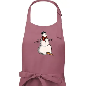Kuchyňská zástěra Sněhulák se spadlým nosem - Dámská zástěra na vaření - Univerzální velikost ( Starorůžová )