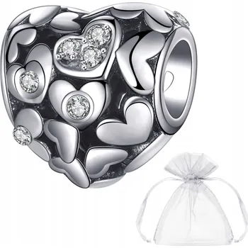 Přívěsek Přívěsek stříbrný korálek srdce s kamínky Diamond