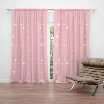 Závěs Sablio Závěs Hvězdy a tečky na provázku: 2ks 140x250cm