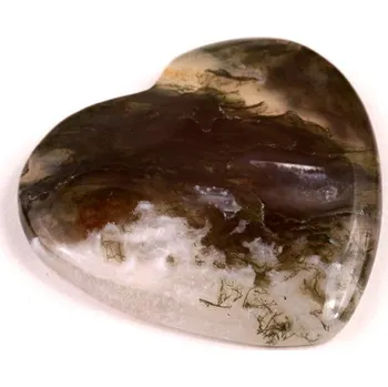 Přírodní kámen Kabošon Moss Heart Agate č.7829 (30x32x5mm)
