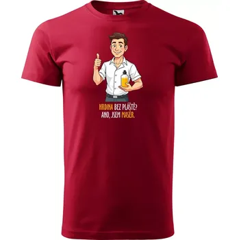 Pánské tričko Sablio Tričko s potiskem Hrdina bez pláště? Ano, jsem masér - červené 4XL