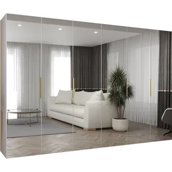 Šatní skříň Skříň s otočnými dveřmi Marbella 3 300 - Abiks Meble Bílá / Zlatá 300x202 cm