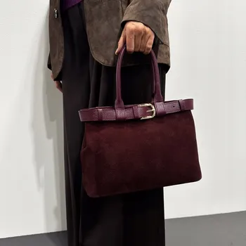 MORANTI kabelka z pravé přírodní semišové kůže - bezbarvá