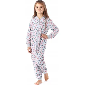 Kojenecký overall Dívčí pyžamový overal s kapsami a Kapuce, šedý, velikost 110-116