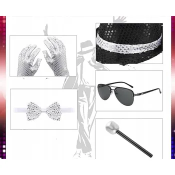 Karnevalový kostým AKCESORIA STRÓJ MICHAEL JACKSON LATA 70 80 KOSTÝM MICHAEL JACKSON 70./80. LÉTA - KLOBOUK A DOPLŇKY - DISCO SET