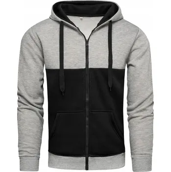 Pánská mikina Pánská mikina šedo-černá na zip s kapucí - XXL