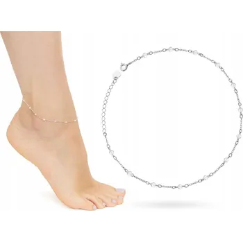 Náramek STŘÍBRNÝ DÁMSKÝ NÁRAMEK na NOHU kotník ryzost 925 s Bílými Zirkony