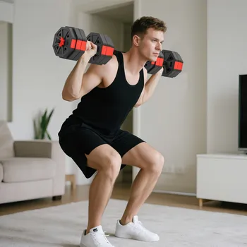 SPORTNOW Sada činek 4 v 1: Nastavitelné činky a činky o hmotnosti 25 kg pro domácí silový trénink