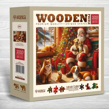 Puzzle Dřevěné puzzle Wooden City Santa a přátelé 1010 dílků