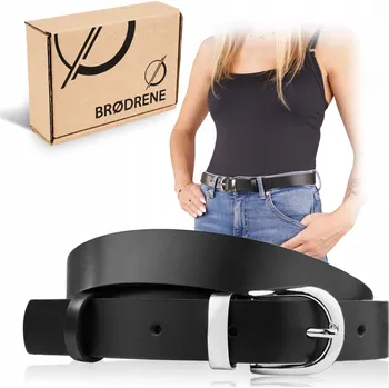 Opasek Brodrene Klasický dámský kožený Pásek černý elegantní ke kalhotám 95 cm