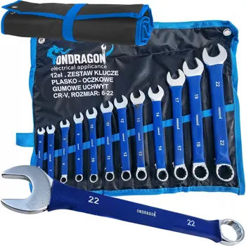 Klíč 12 el očkoploché klíče ploché klíče sada klíčů s gumou pouzdro 6-22 mm