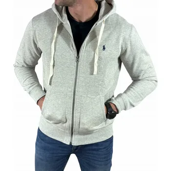 Pánské oblečení Ralph Lauren Mikina s kapucí rozepínací pánská Ralph Lauren 710548546 šedá barva - XL Šedá XL