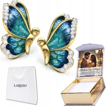 Náušnice Stříbrné Náušnice s modrými motýly, Zirkony motýli, STŘÍBRO 925