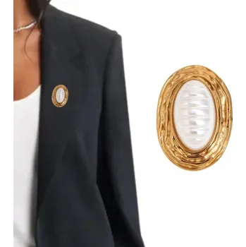 Brož Vintage Brož OLD MONEY zlatá s perlou elegantní stylový doplněk, odznak