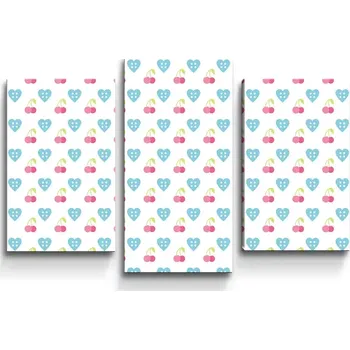 Obraz Sablio Obraz - 3-dílný Třešně a srdce - 75x50 cm