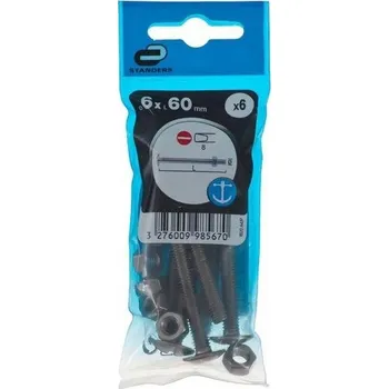 Vrták Šroub 6 x 60 mm metrický závit 6 ks kulová hlava