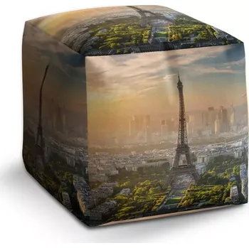 Taburet Sablio Taburet Cube Paříž Eifellova věž Skyline: 40x40x40 cm