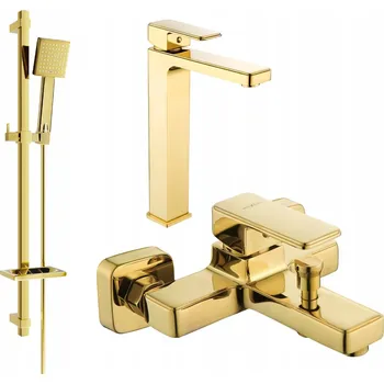 Vodovodní baterie Nástěnná vanová a sprchová baterie s jednou pákou Mexen Cetus zlatá