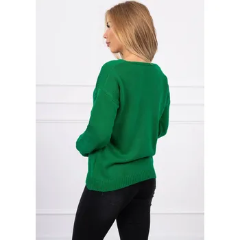 Dámský svetr Svetr S202-15 s výstřihem do V zelený - Kesi UNI