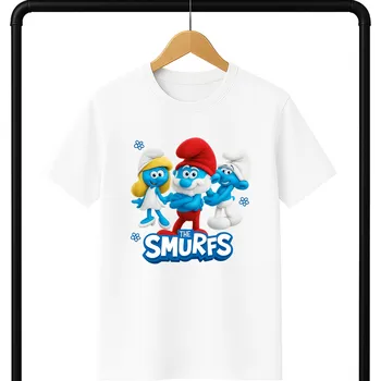 Chlapecké tričko DĚTSKÉ TRIČKO BÍLÉ ŠMOULOVÉ POHÁDKA FILM THE SMURFS VELIKOST M 140 Cm