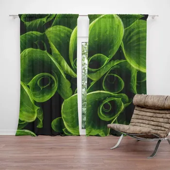 Závěs Sablio Závěs Zelené listy: 2ks 140x250cm