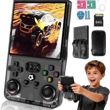 Herní konzole R36MAX PŘENOSNÁ RETRO HERNÍ KONZOLE 18 000 HER BEZDRÁTOVÉ USB 64GB