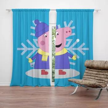 Závěs Sablio Závěs Prasátko Pepina Vločka: 2ks 140x250cm