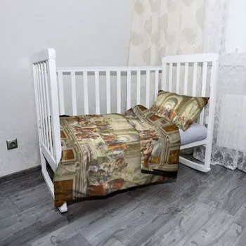 Povlečení Sablio Mikroplyšové dětské povlečení do postýlky Athénská škola - Raffael Santi - 120x90 / 40x60
