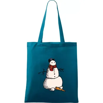 Sněhulák se spadlým nosem - Taška bavlněná - 42 x 38 cm ( Petrolejová )