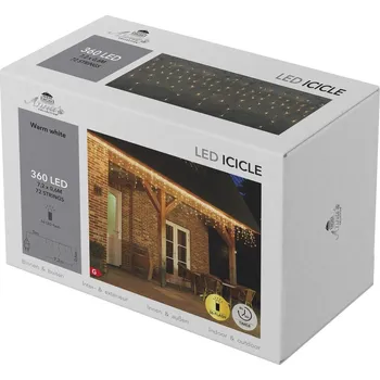 Vánoční dekorace Anna's Collection LED vánoční světýlka s časovačem – rampouchy v závěsu teplá bílá, délka 7,2 m