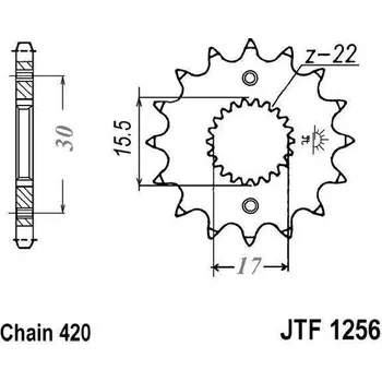 Řetězová sada pro motocykl Řetězové kolečko JT JTF 1256-15 15 zubů, 420