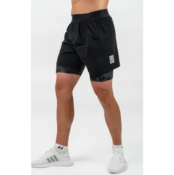 Pánské kraťasy NEBBIA Kompresní Šortky 2v1 s Kapsami na Mobil PERFORMANCE černé M