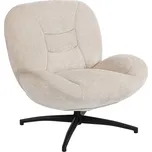 HOMCOM Otočná čalouněná židle, akcentová židle s výplní z PP bavlny, látkový potah, ocelová podnož, krémově bílá