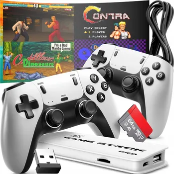 Herní konzole Retro herní konzole Game Stick Pro 2025 HDMI 2 ovladače menu PL 64 GB USB