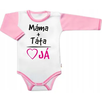 Body dlouhý rukáv s vtipným textem Baby Nellys, Máma+Táta, aka. 74, holka