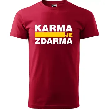 Pánská móda Sablio Tričko s potiskem Karma je zdarma - červené 4XL
