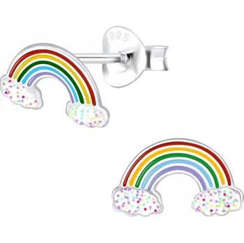 Náušnice STŘÍBRNÉ NÁUŠNICE DUHY PRO DÍVKU STŘÍBRO RYZOSTI 925, ŠROUBOVACÍ ZAPÍNÁNÍ