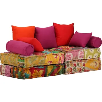 Podsedák 2místný modulární pouf patchwork textil Vícebarevný244985