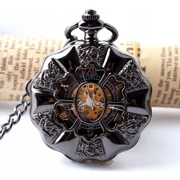 Hodinky Kapesní Hodinky Century - Černá/Zlatá KP-2582