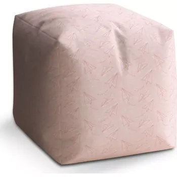 Taburet Sablio Taburet Cube Růžové papírové vlaštovky: 40x40x40 cm