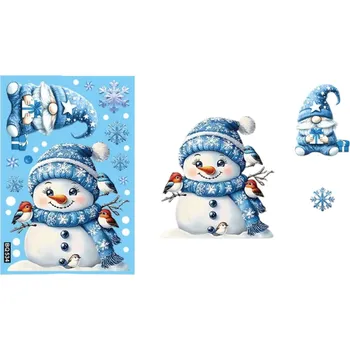 Vánoce Vánoční samolepky na okno 20 x 30 cm Modré dekorace se zimními motivy Různé velikosti sněhových vloček Samolepící okenní ozdoby na sklo