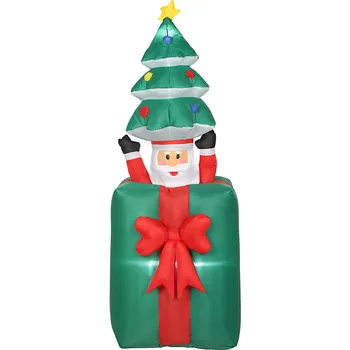 Vánoční dekorace Outsunny Nafukovací vánoční dekorace s LED světly, polyester, pro vnitřní i venkovní použití, červená a zelená